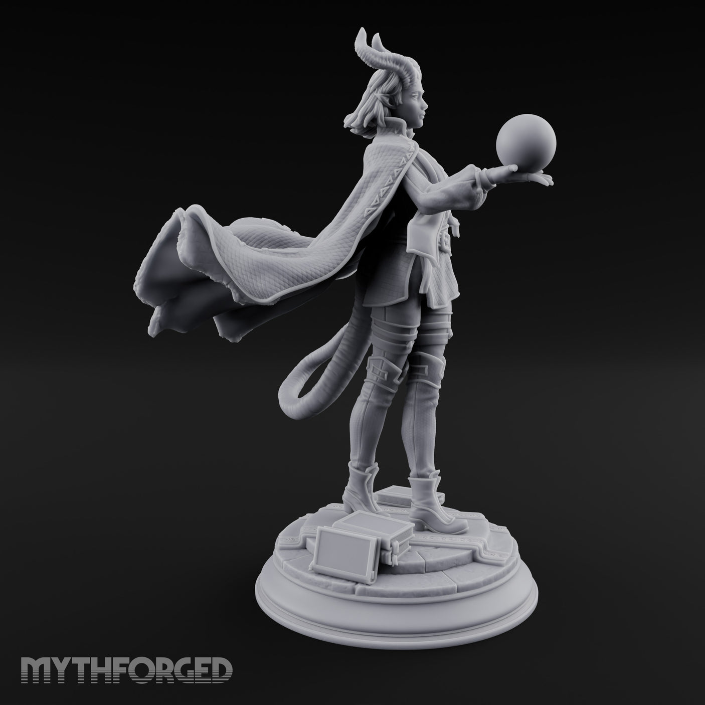 Orb Aloft Tiefling Sorcerer Miniature for Dungeons and Dragons, Pathfinder or other TTRPGs
