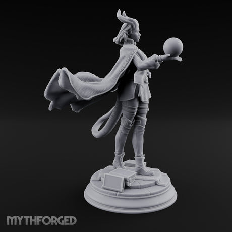 Orb Aloft Tiefling Sorcerer Miniature for Dungeons and Dragons, Pathfinder or other TTRPGs
