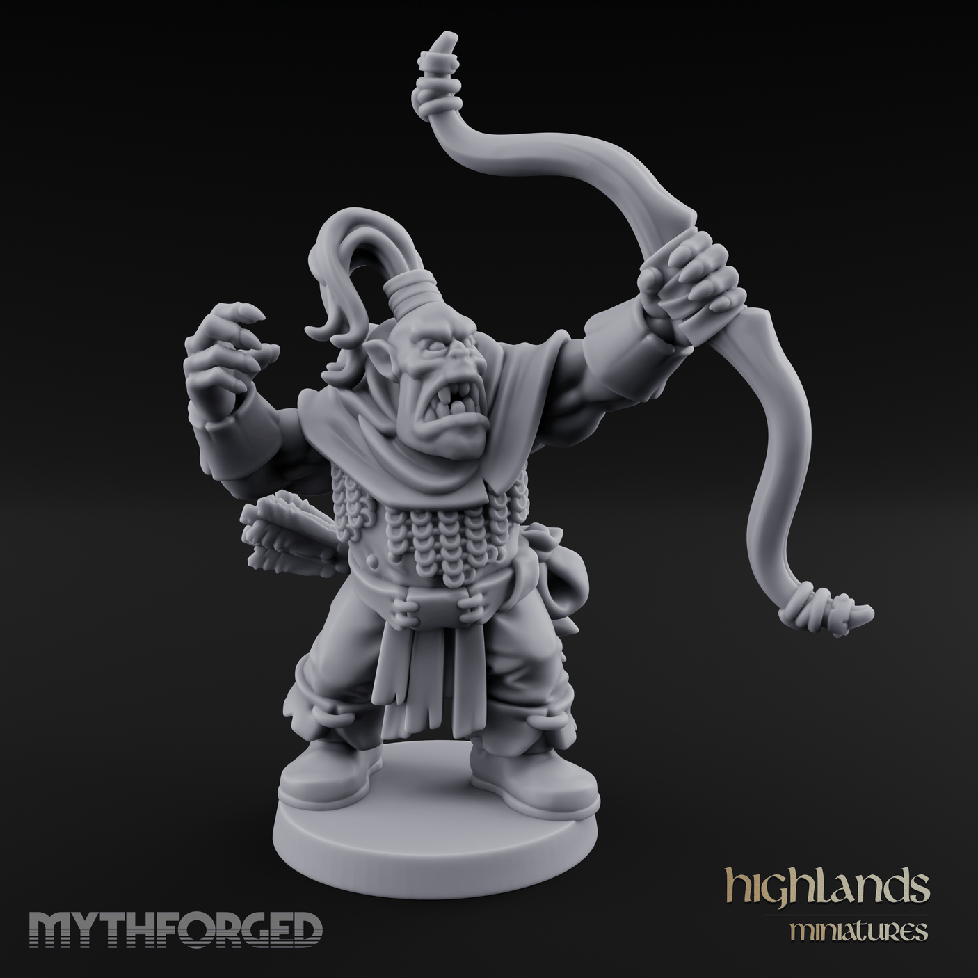 Fists Raised Triumphant Orc Warrior Miniature for Dungeons and Dragons, Pathfinder or other TTRPGs