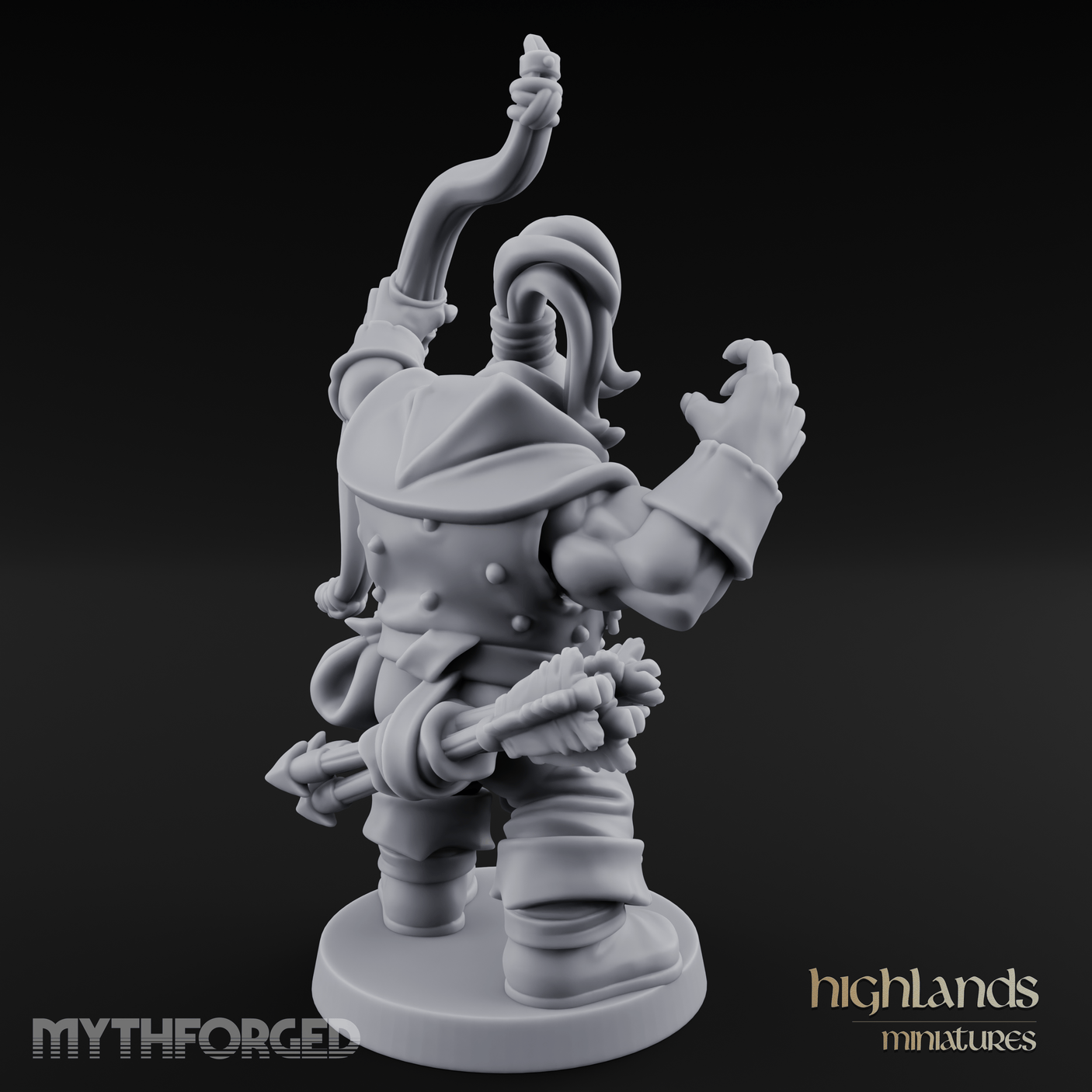 Fists Raised Triumphant Orc Warrior Miniature for Dungeons and Dragons, Pathfinder or other TTRPGs