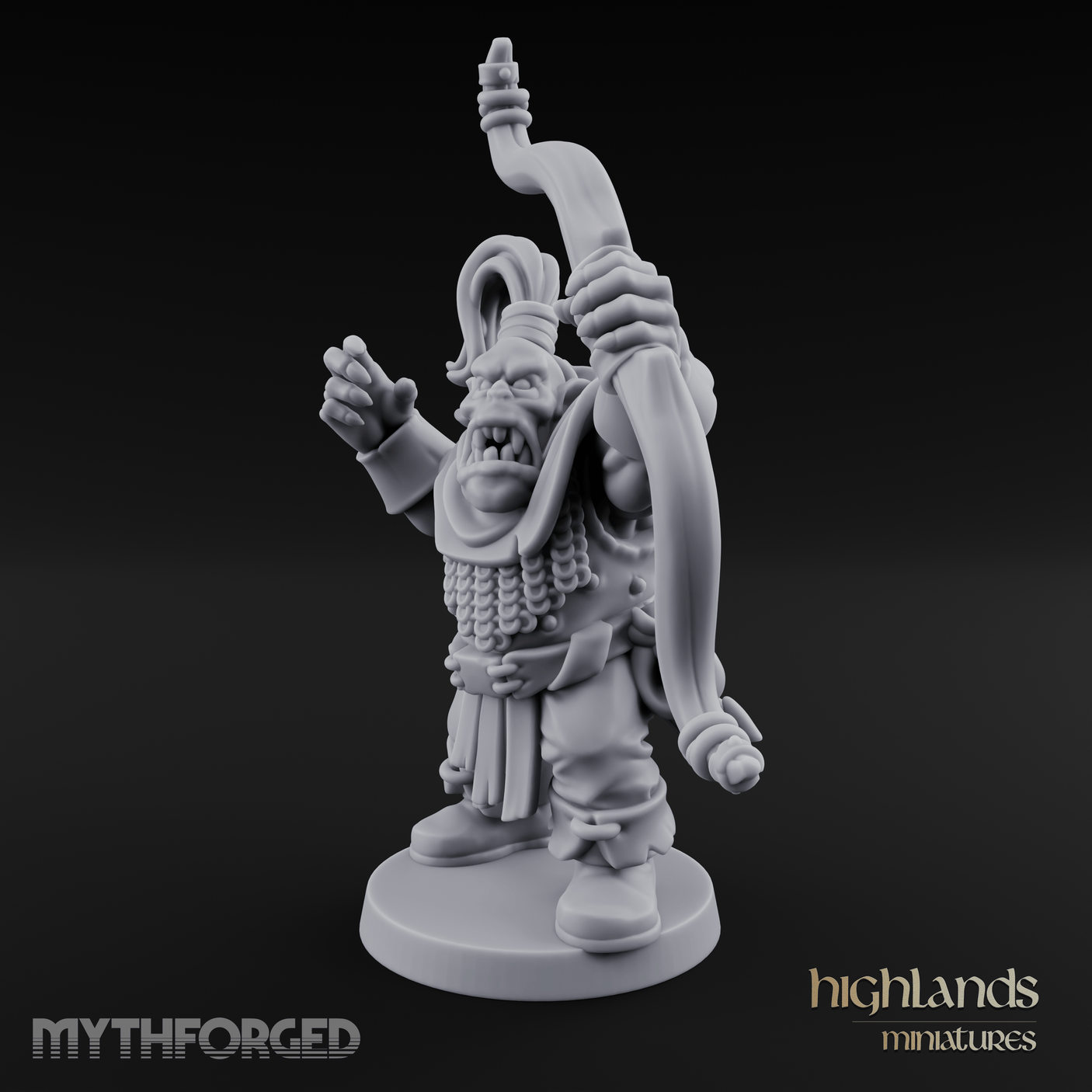 Fists Raised Triumphant Orc Warrior Miniature for Dungeons and Dragons, Pathfinder or other TTRPGs