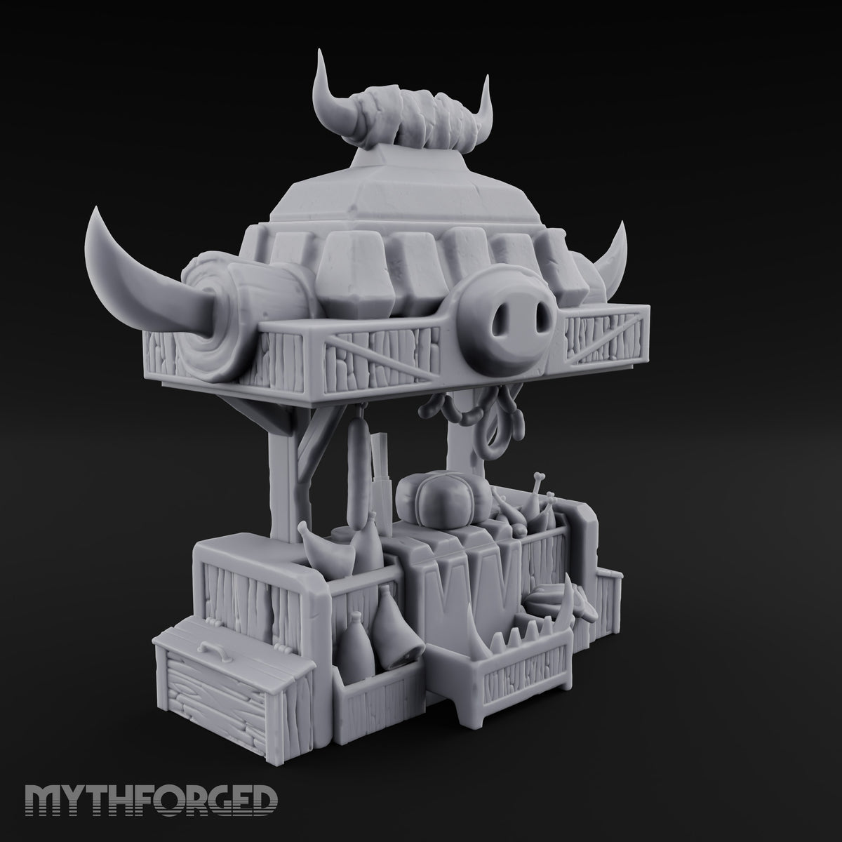 Carcass Hangs, Customers Gather Orc Butcher Market Terrain A