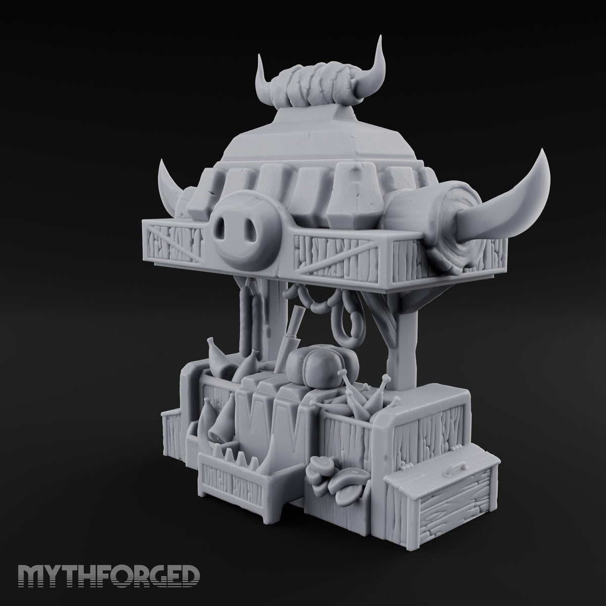 Carcass Hangs, Customers Gather Orc Butcher Market Terrain A
