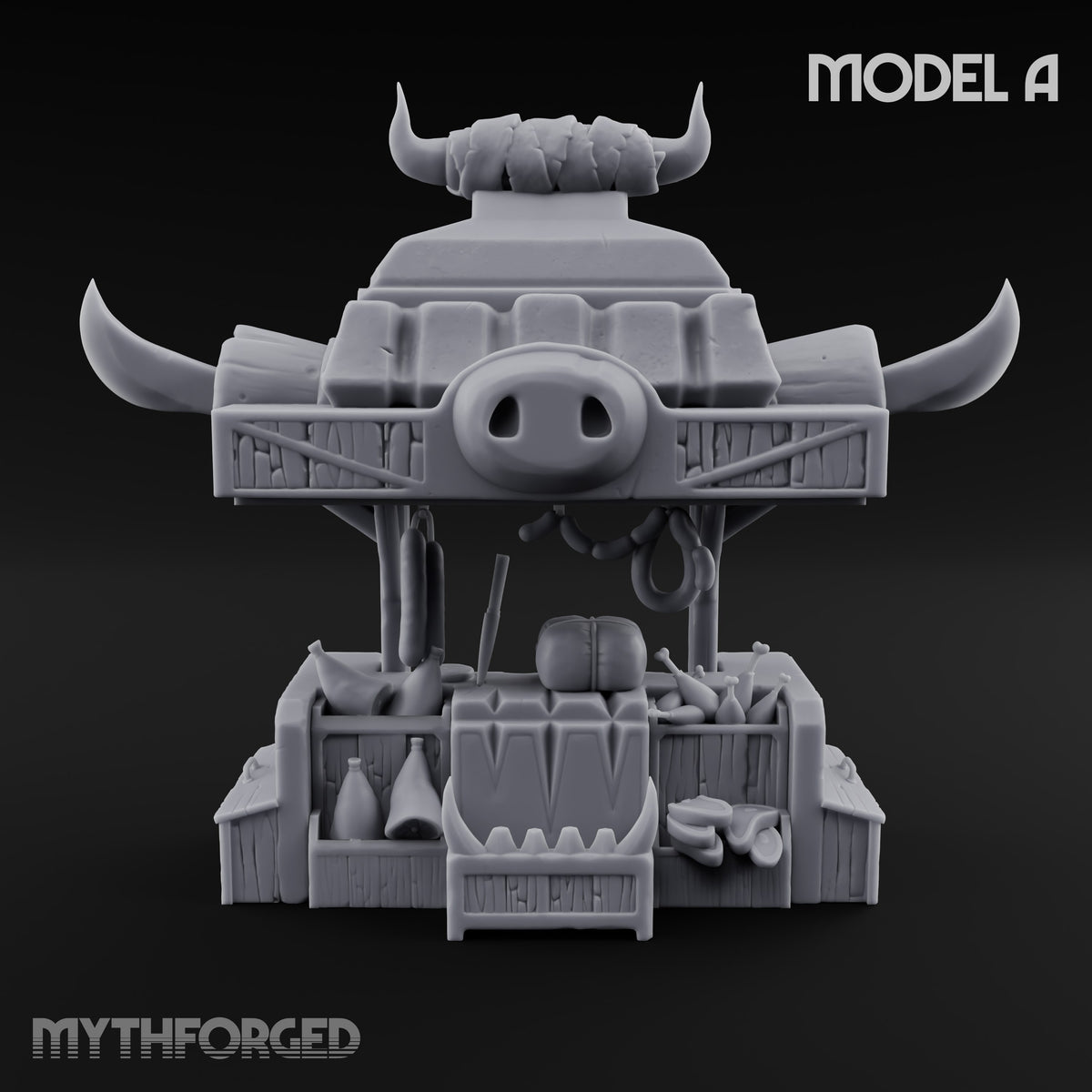 Carcass Hangs, Customers Gather Orc Butcher Market Terrain A