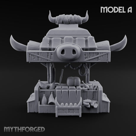 Carcass Hangs, Customers Gather Orc Butcher Market Terrain A