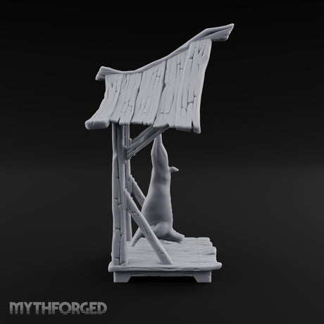 Carcass Hangs, Customers Gather Orc Butcher Market Terrain B