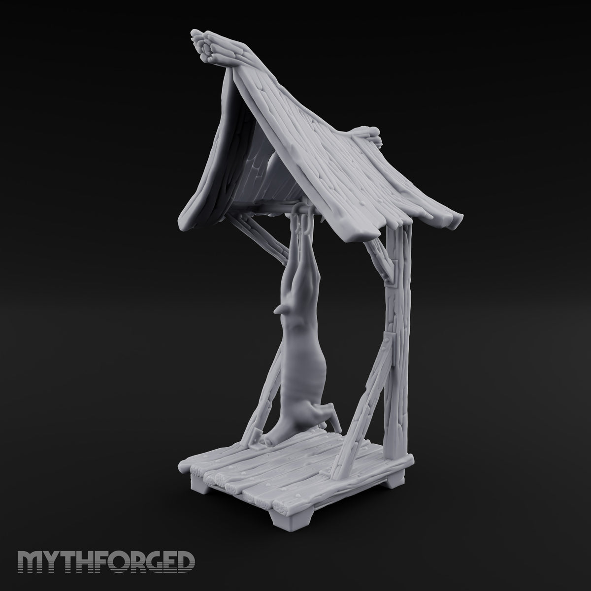 Carcass Hangs, Customers Gather Orc Butcher Market Terrain B