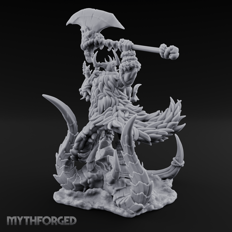 Tusks Bared Axe Raised Orc Warchief Miniature for Dungeons and Dragons, Pathfinder or other TTRPGs