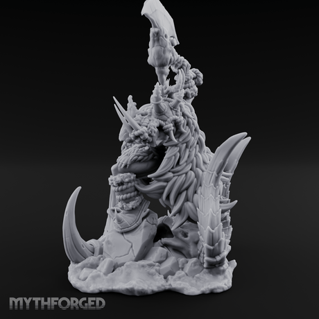 Tusks Bared Axe Raised Orc Warchief Miniature for Dungeons and Dragons, Pathfinder or other TTRPGs
