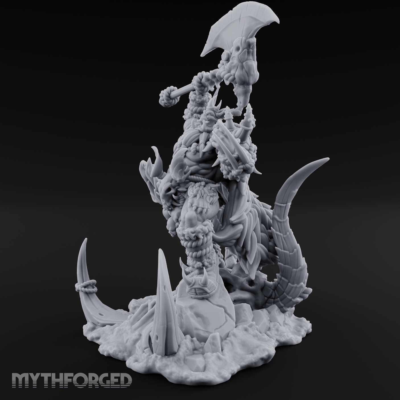 Tusks Bared Axe Raised Orc Warchief Miniature for Dungeons and Dragons, Pathfinder or other TTRPGs