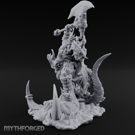Tusks Bared Axe Raised Orc Warchief Miniature for Dungeons and Dragons, Pathfinder or other TTRPGs