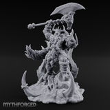 Tusks Bared Axe Raised Orc Warchief Miniature for Dungeons and Dragons, Pathfinder or other TTRPGs
