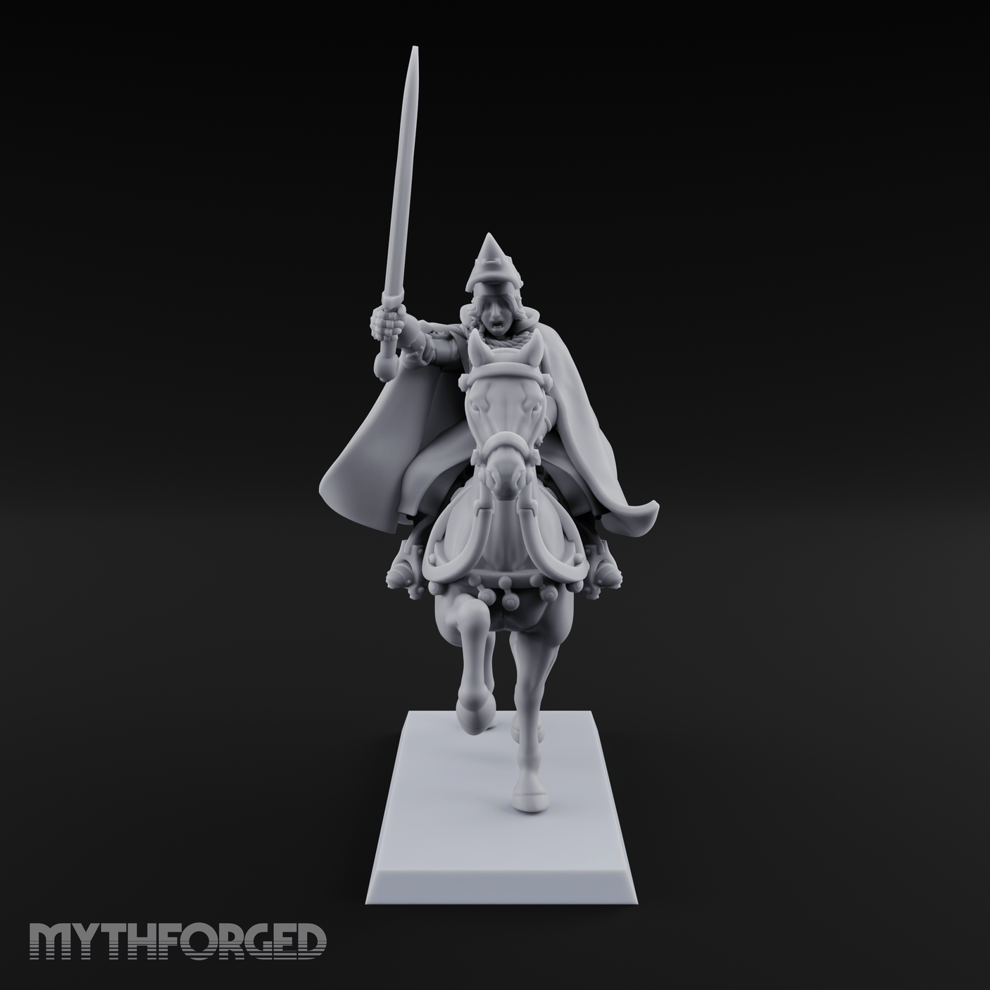 Sword Raised High Human Captain Miniature for Dungeons and Dragons, Pathfinder or other TTRPGs
