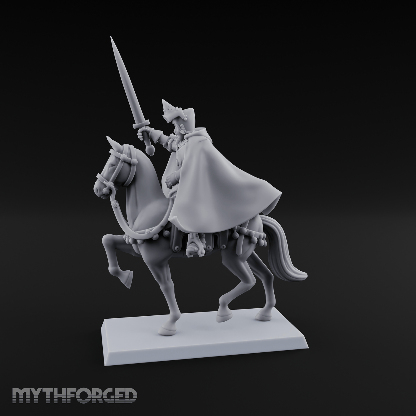 Sword Raised High Human Captain Miniature for Dungeons and Dragons, Pathfinder or other TTRPGs