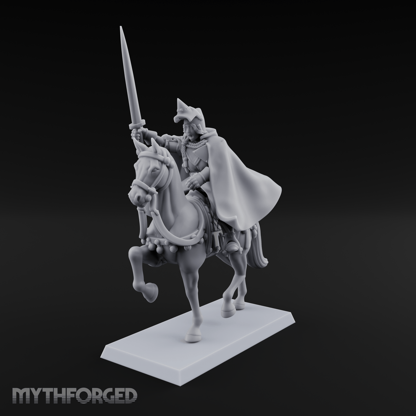 Sword Raised High Human Captain Miniature for Dungeons and Dragons, Pathfinder or other TTRPGs