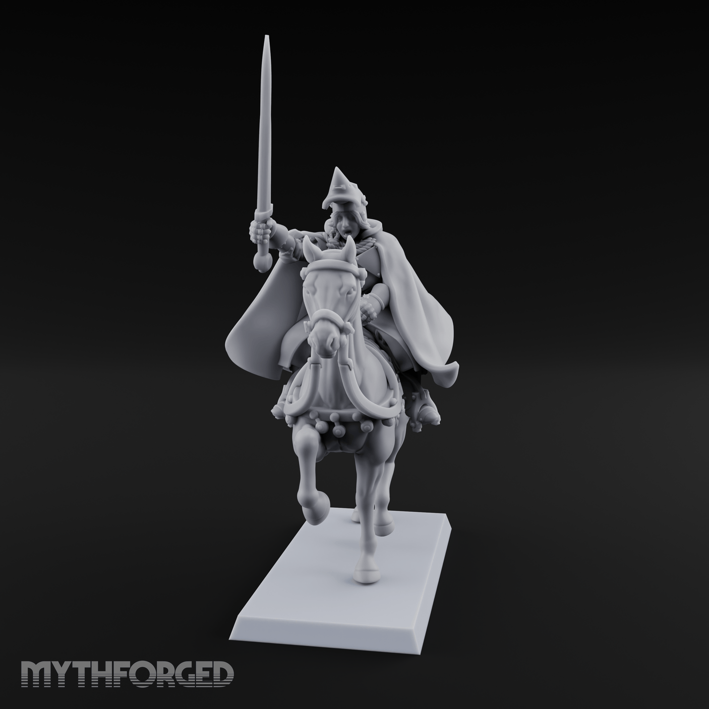 Sword Raised High Human Captain Miniature for Dungeons and Dragons, Pathfinder or other TTRPGs