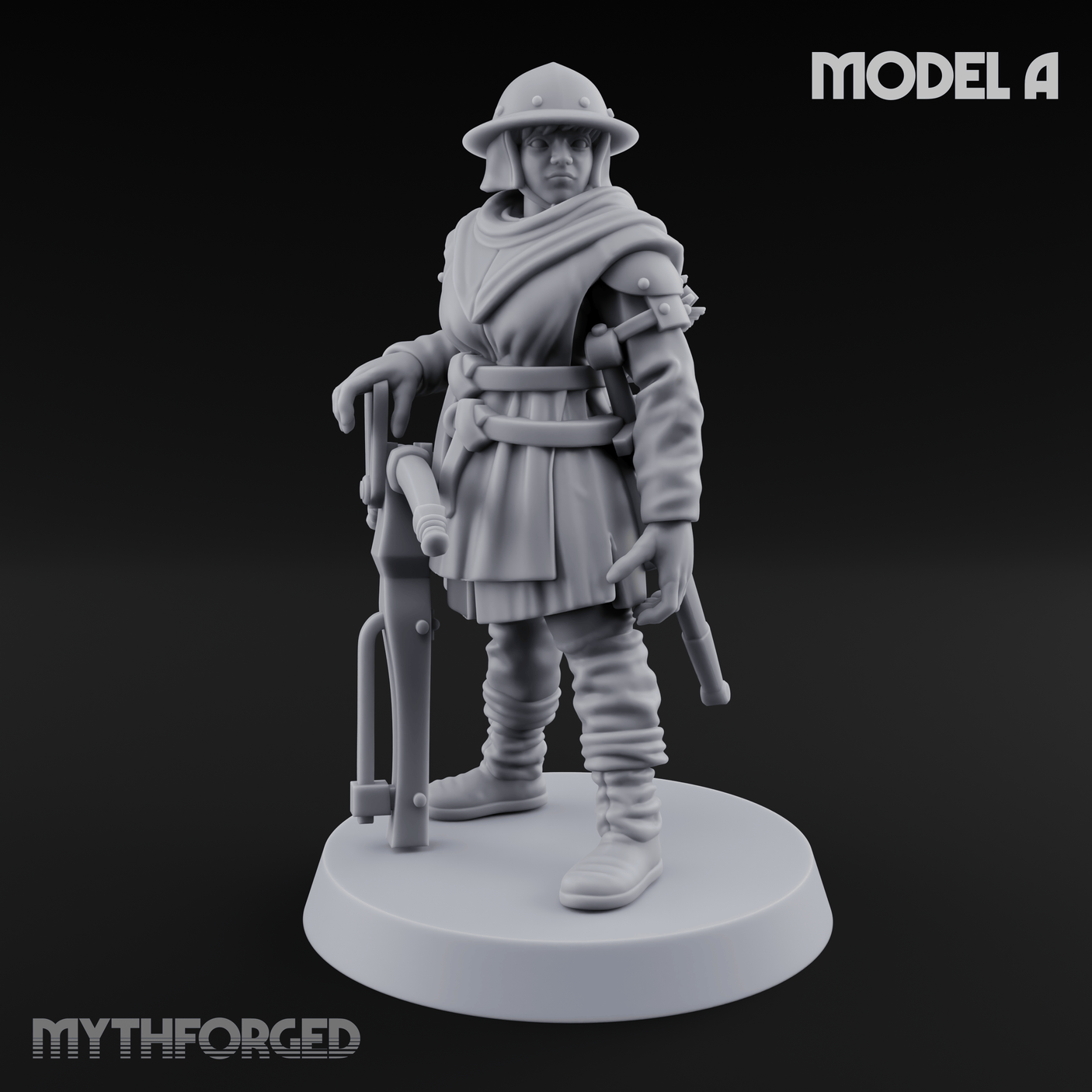 Shouldering The Load Human Crossbowwomen Miniature for Dungeons and Dragons, Pathfinder or other TTRPGs