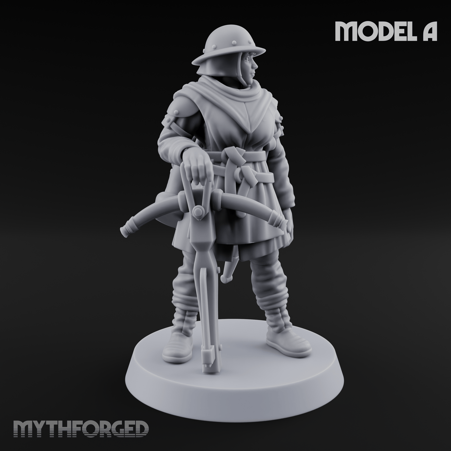 Shouldering The Load Human Crossbowwomen A Miniature for Dungeons and Dragons, Pathfinder or other TTRPGs