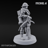 Shouldering The Load Human Crossbowwomen A Miniature for Dungeons and Dragons, Pathfinder or other TTRPGs