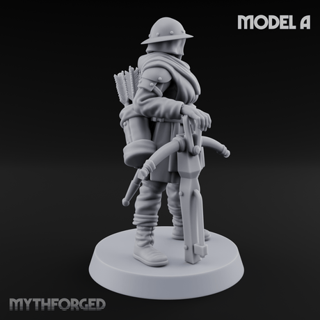 Shouldering The Load Human Crossbowwomen A Miniature for Dungeons and Dragons, Pathfinder or other TTRPGs