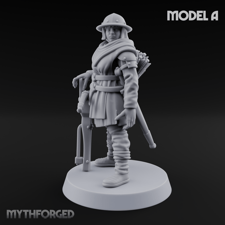 Shouldering The Load Human Crossbowwomen A Miniature for Dungeons and Dragons, Pathfinder or other TTRPGs