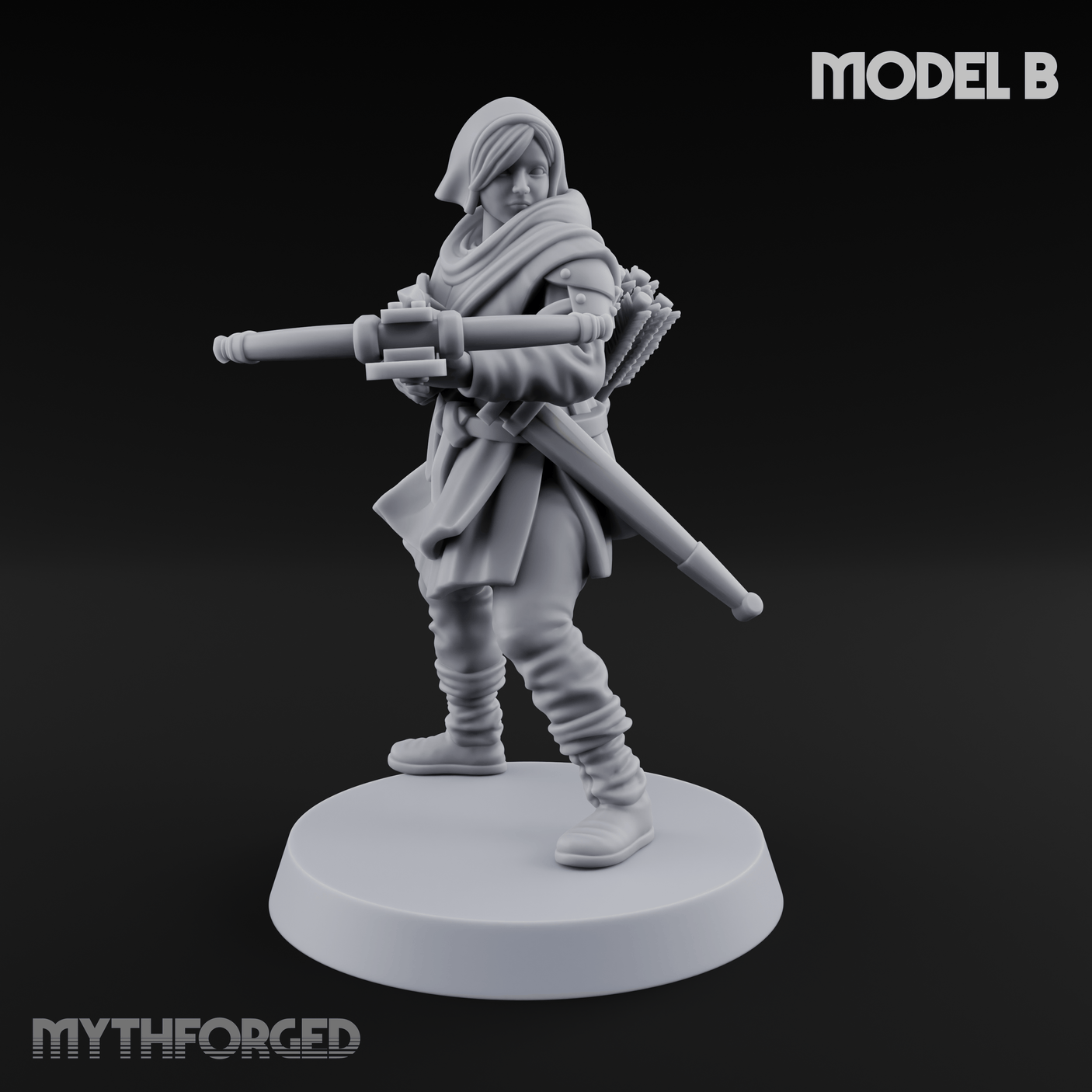 Shouldering The Load Human Crossbowwomen Miniature for Dungeons and Dragons, Pathfinder or other TTRPGs