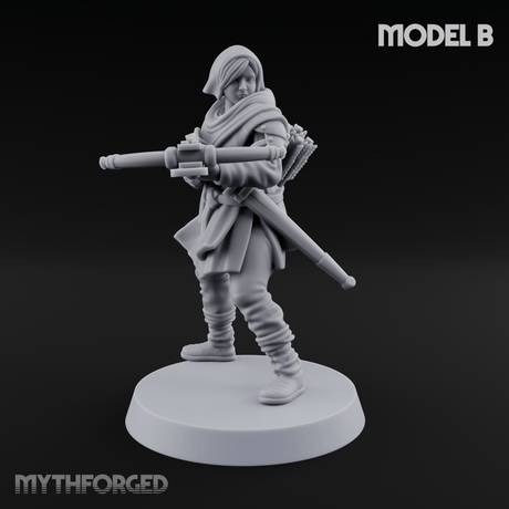 Shouldering The Load Human Crossbowwomen Miniature for Dungeons and Dragons, Pathfinder or other TTRPGs