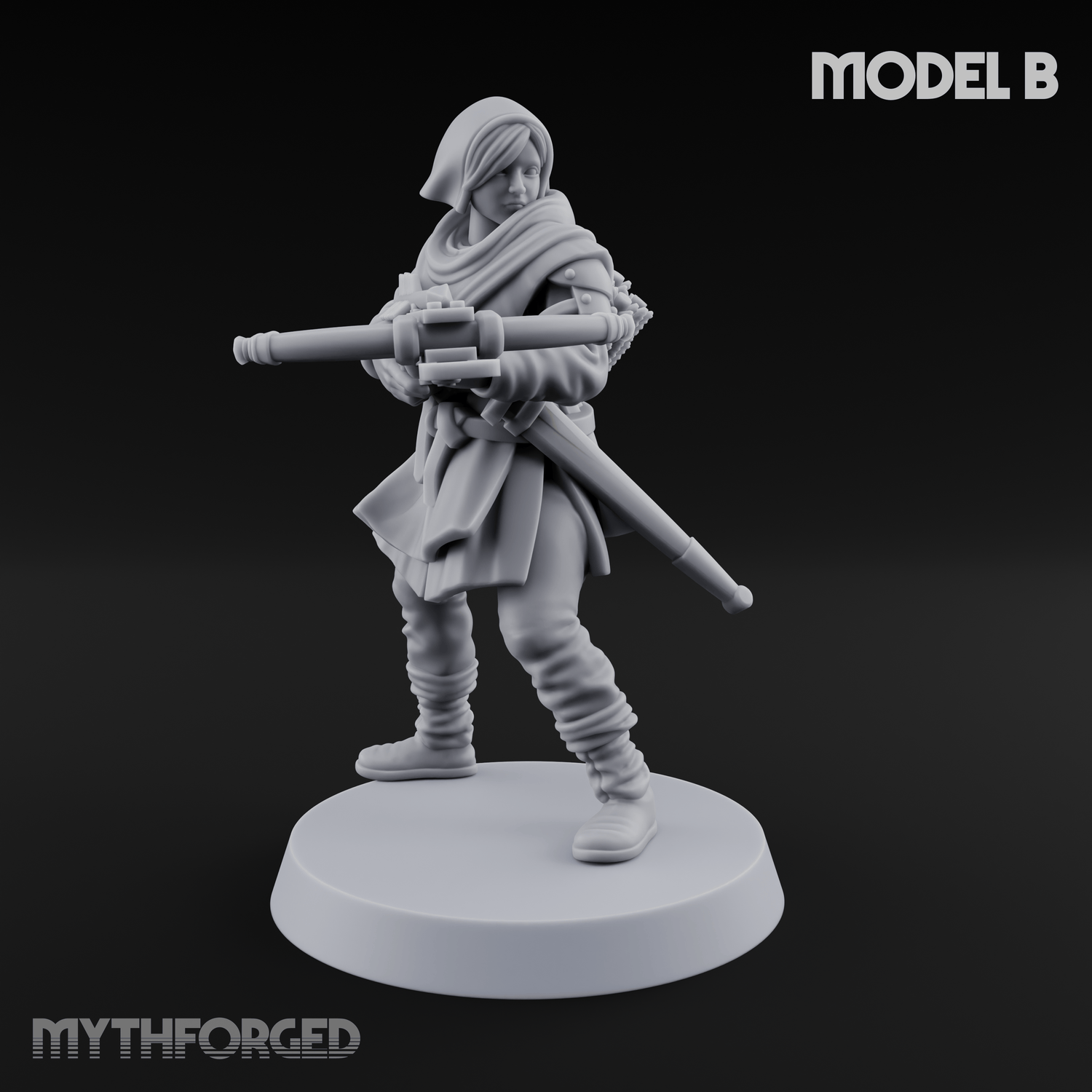 Shouldering The Load Human Crossbowwomen Miniature for Dungeons and Dragons, Pathfinder or other TTRPGs