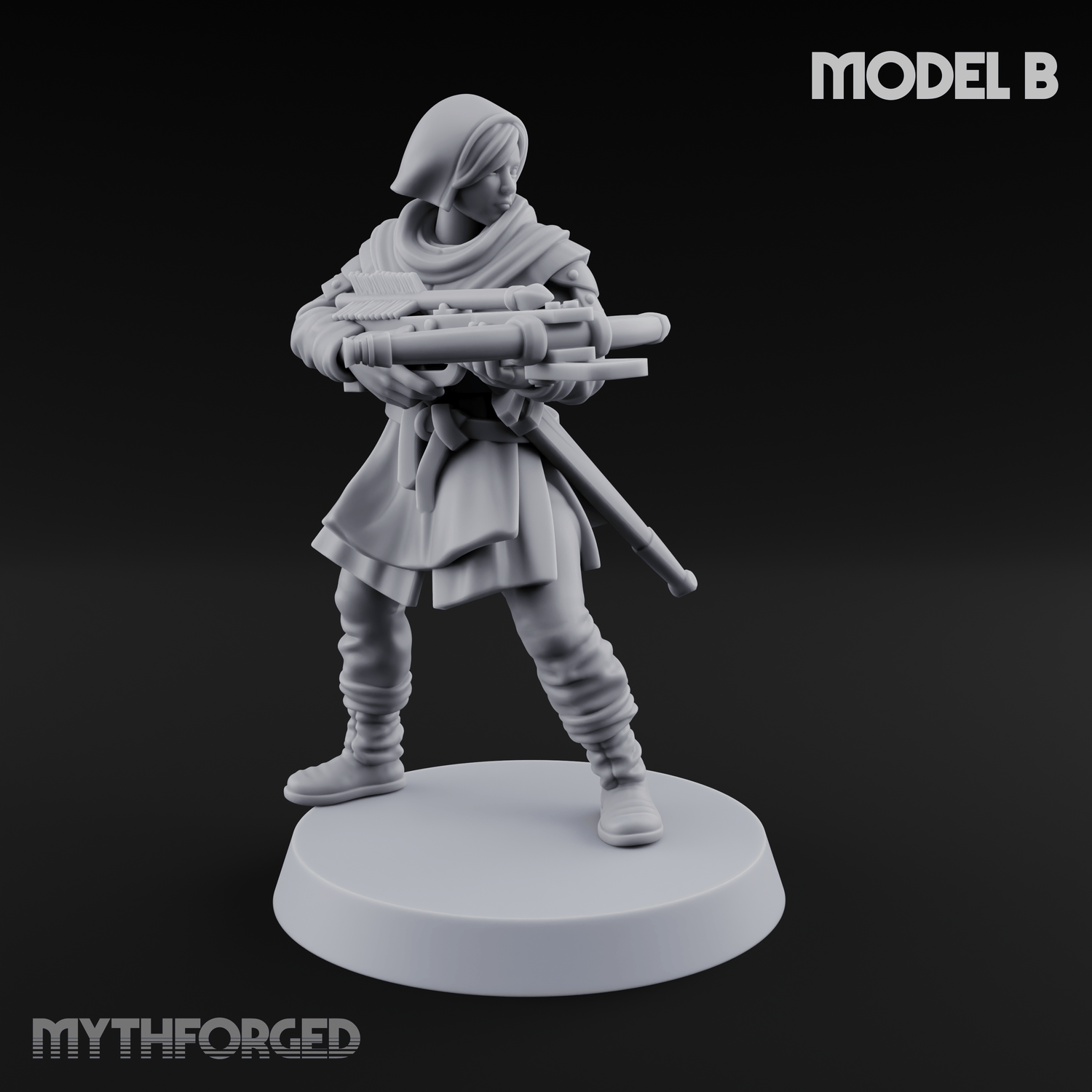 Shouldering The Load Human Crossbowwomen Miniature for Dungeons and Dragons, Pathfinder or other TTRPGs