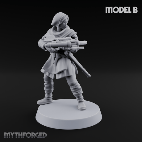 Shouldering The Load Human Crossbowwomen B Miniature for Dungeons and Dragons, Pathfinder or other TTRPGs