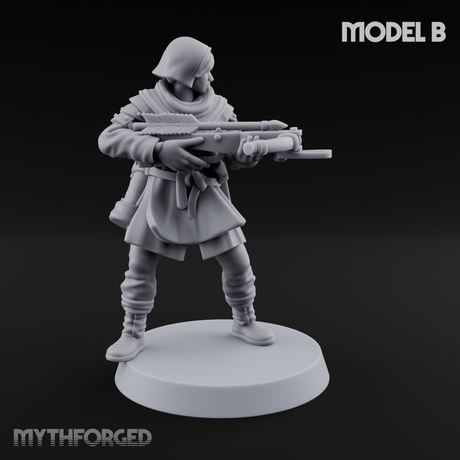 Shouldering The Load Human Crossbowwomen B Miniature for Dungeons and Dragons, Pathfinder or other TTRPGs