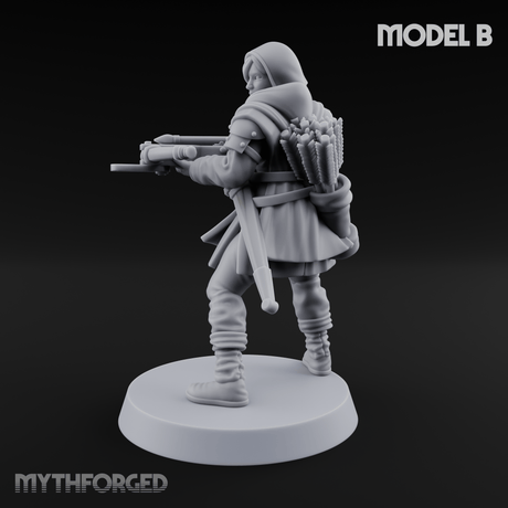 Shouldering The Load Human Crossbowwomen B Miniature for Dungeons and Dragons, Pathfinder or other TTRPGs