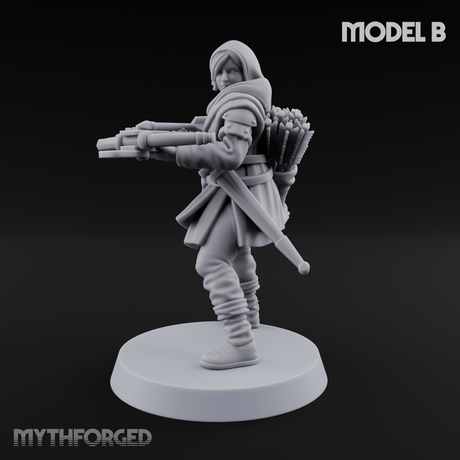 Shouldering The Load Human Crossbowwomen B Miniature for Dungeons and Dragons, Pathfinder or other TTRPGs