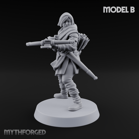 Shouldering The Load Human Crossbowwomen B Miniature for Dungeons and Dragons, Pathfinder or other TTRPGs