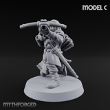 Shouldering The Load Human Crossbowwomen Miniature for Dungeons and Dragons, Pathfinder or other TTRPGs