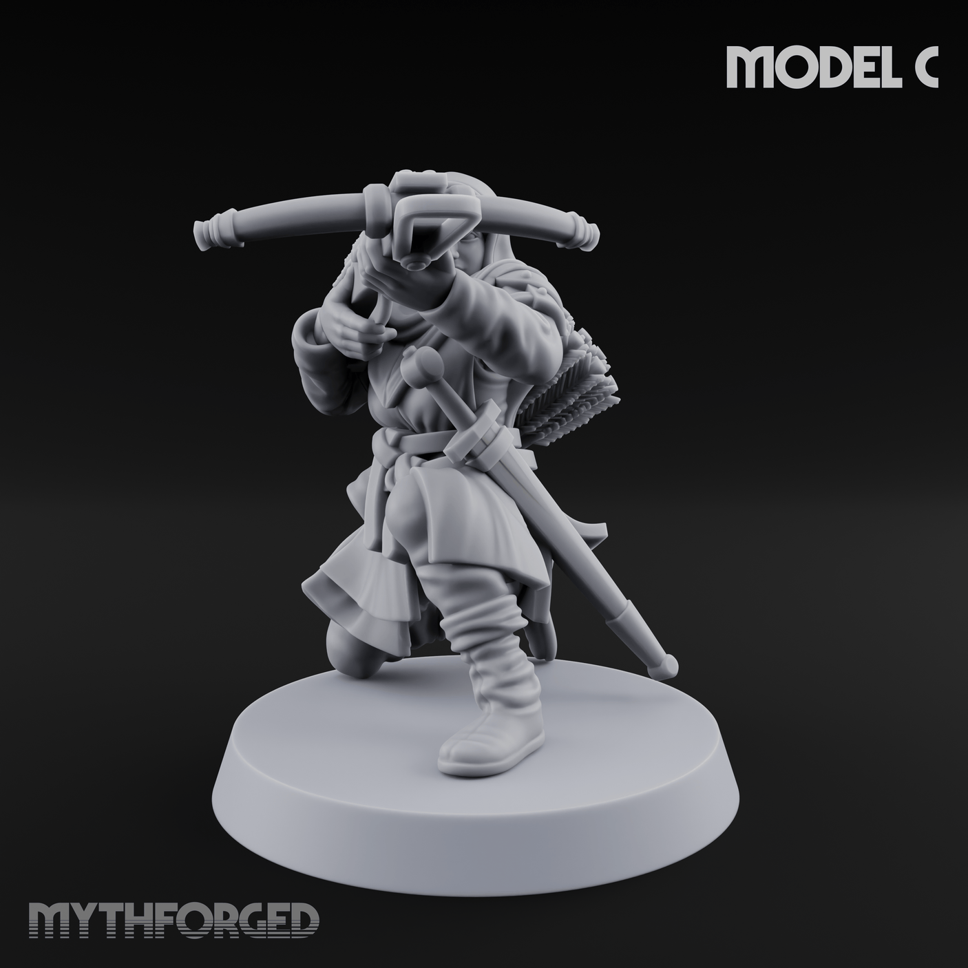 Shouldering The Load Human Crossbowwomen Miniature for Dungeons and Dragons, Pathfinder or other TTRPGs