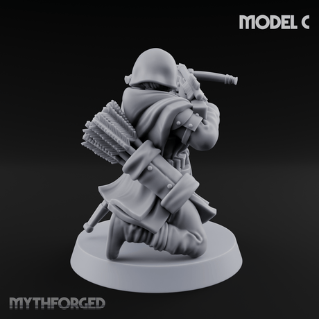 Shouldering The Load Human Crossbowwomen C Miniature for Dungeons and Dragons, Pathfinder or other TTRPGs