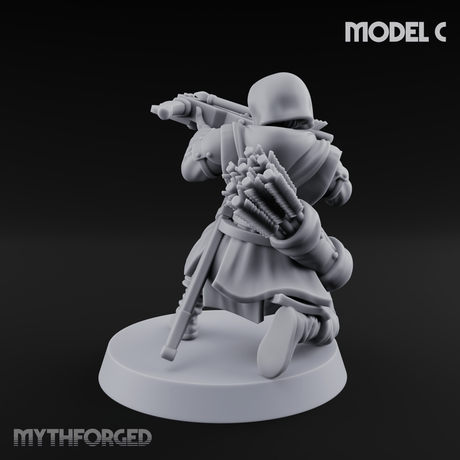 Shouldering The Load Human Crossbowwomen C Miniature for Dungeons and Dragons, Pathfinder or other TTRPGs