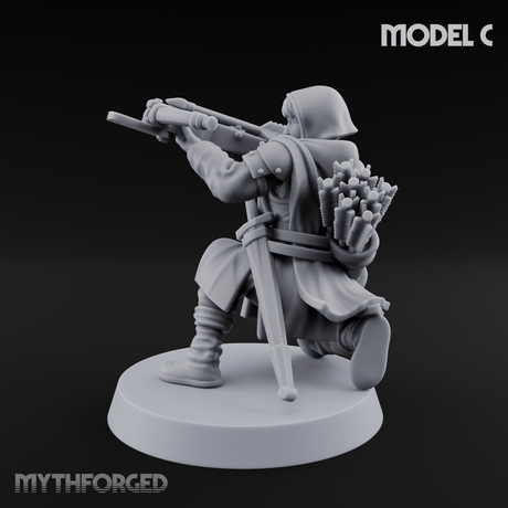 Shouldering The Load Human Crossbowwomen C Miniature for Dungeons and Dragons, Pathfinder or other TTRPGs