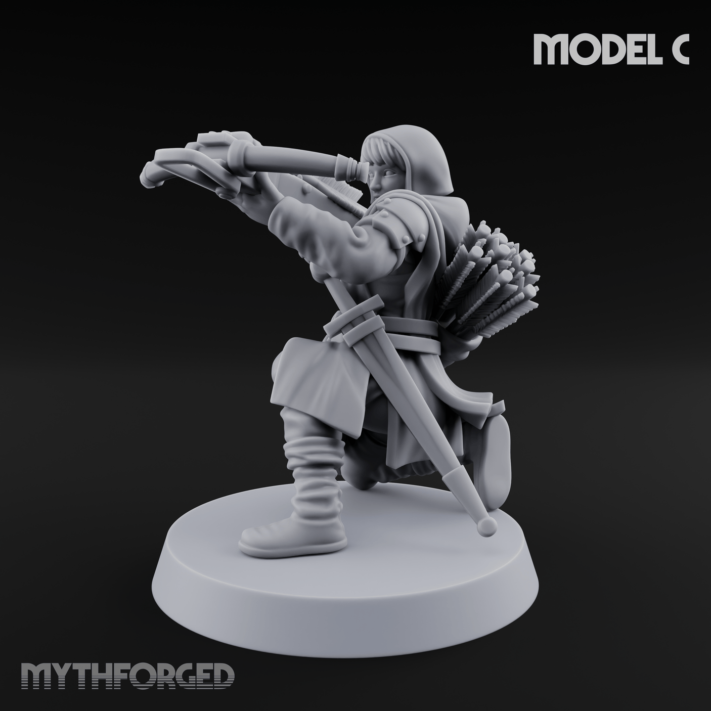 Shouldering The Load Human Crossbowwomen C Miniature for Dungeons and Dragons, Pathfinder or other TTRPGs