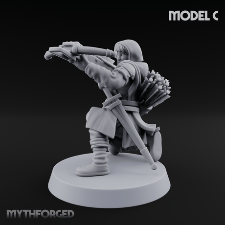 Shouldering The Load Human Crossbowwomen C Miniature for Dungeons and Dragons, Pathfinder or other TTRPGs