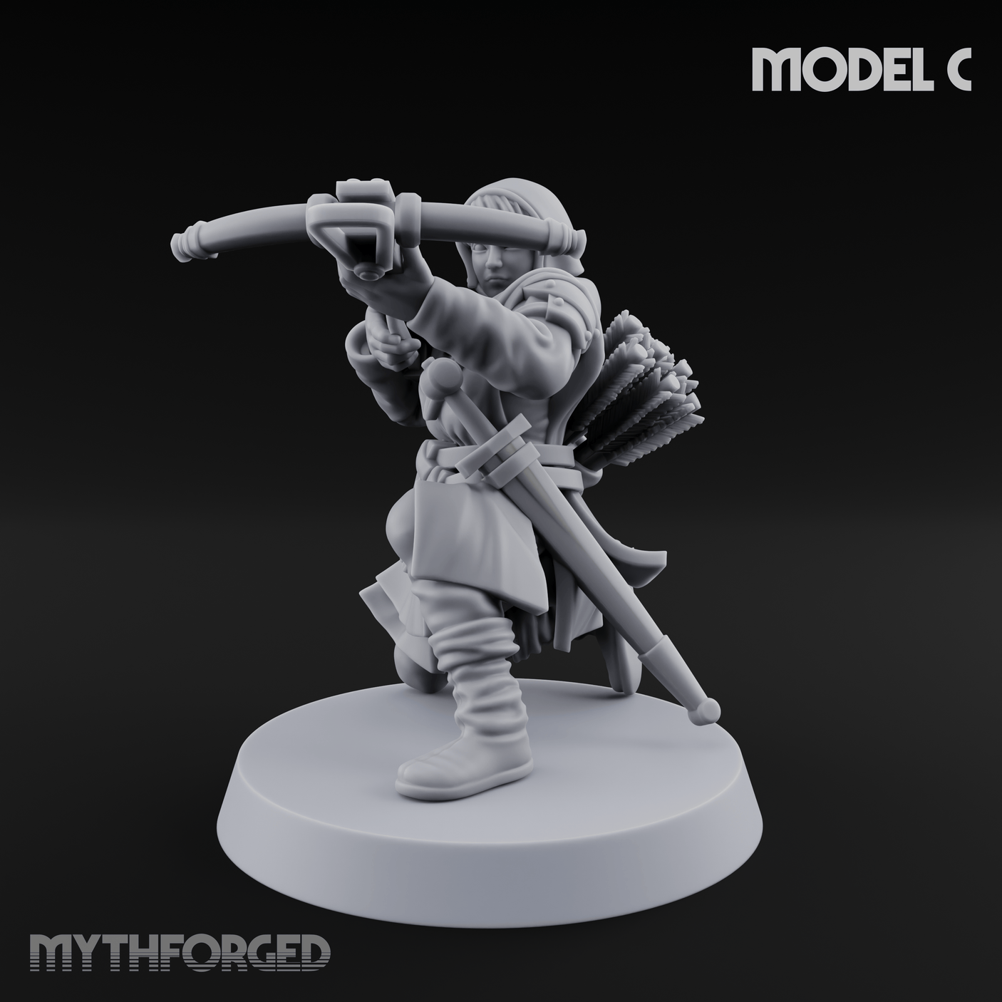 Shouldering The Load Human Crossbowwomen C Miniature for Dungeons and Dragons, Pathfinder or other TTRPGs