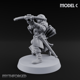 Shouldering The Load Human Crossbowwomen C Miniature for Dungeons and Dragons, Pathfinder or other TTRPGs