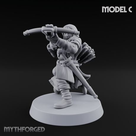 Shouldering The Load Human Crossbowwomen C Miniature for Dungeons and Dragons, Pathfinder or other TTRPGs