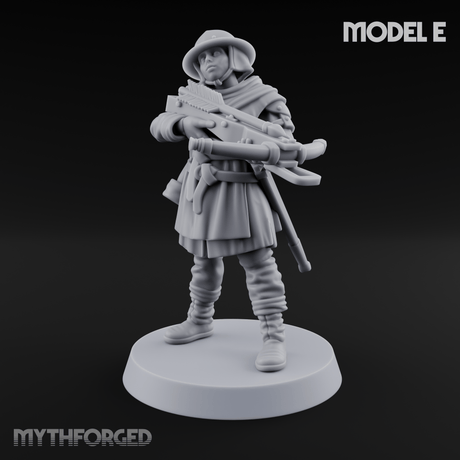 Shouldering The Load Human Crossbowwomen E Miniature for Dungeons and Dragons, Pathfinder or other TTRPGs