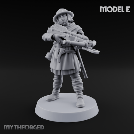 Shouldering The Load Human Crossbowwomen Miniature for Dungeons and Dragons, Pathfinder or other TTRPGs