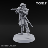 Shouldering The Load Human Crossbowwomen F Miniature for Dungeons and Dragons, Pathfinder or other TTRPGs