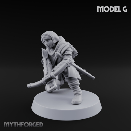 Shouldering The Load Human Crossbowwomen Miniature for Dungeons and Dragons, Pathfinder or other TTRPGs