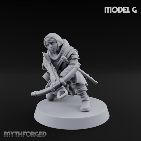 Shouldering The Load Human Crossbowwomen Miniature for Dungeons and Dragons, Pathfinder or other TTRPGs