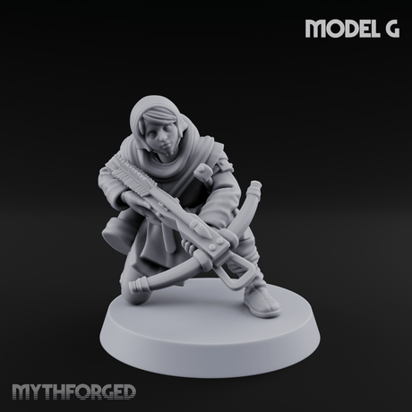 Shouldering The Load Human Crossbowwomen Miniature for Dungeons and Dragons, Pathfinder or other TTRPGs